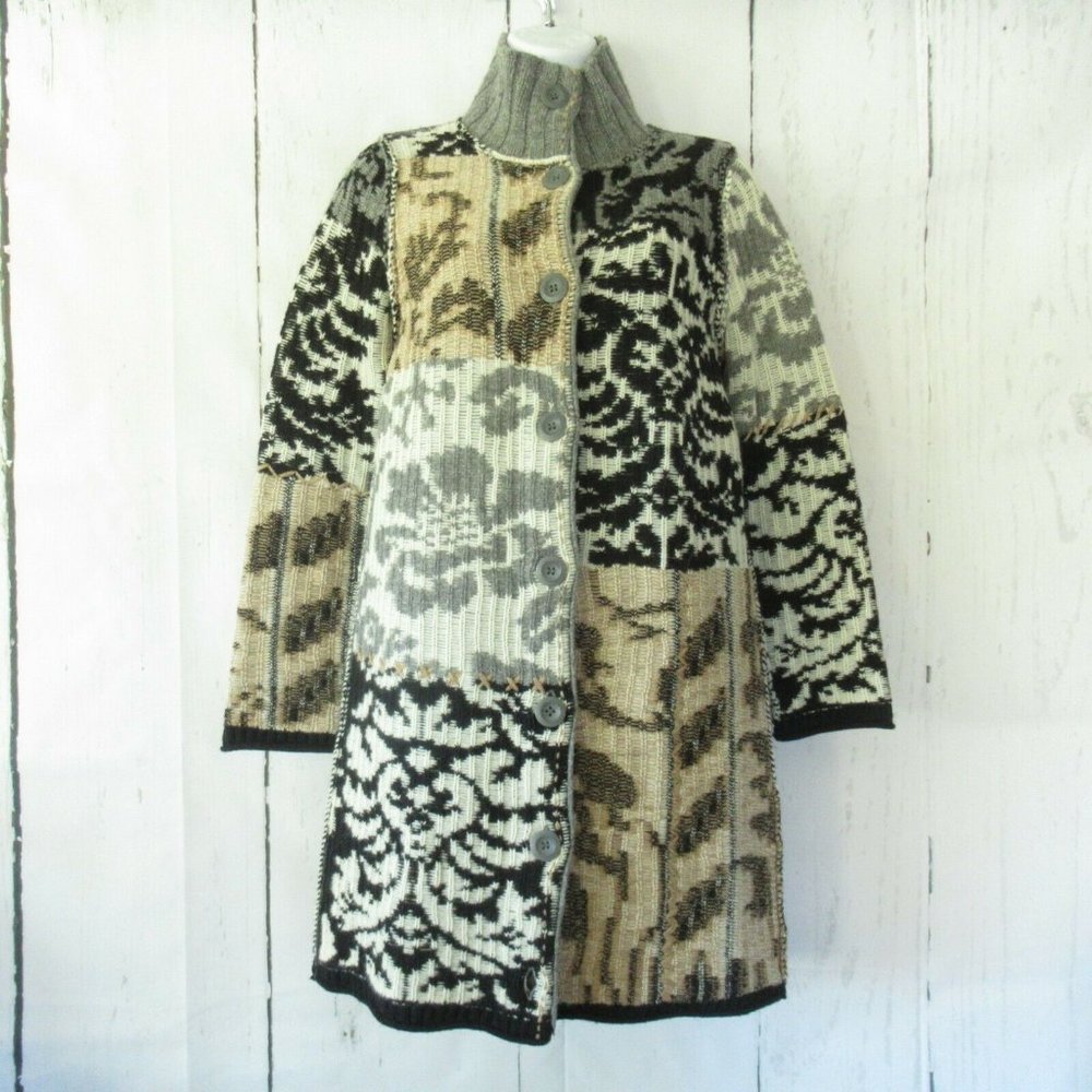 Sundance Cardigan Sweater Car Coat Patchwork Wool
